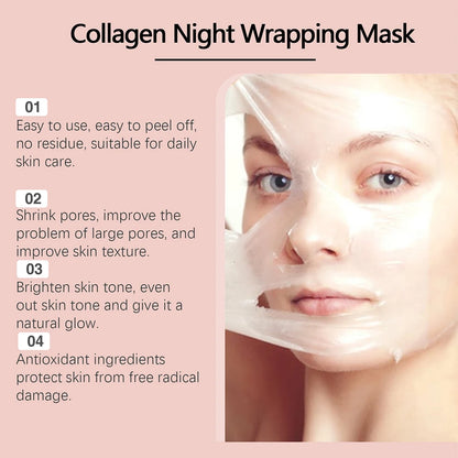 75g Collagen Night Wrapping Peel Off Mask Facial Moisturizing Brighten Hydrating Smooth Face Firming Skin Rejuvenation Care Mask